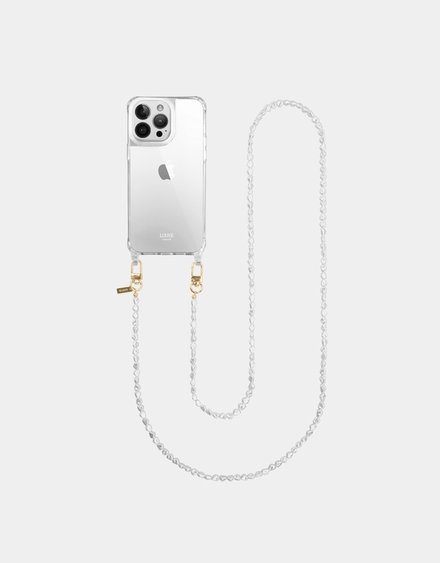 LOUVE COLLECTION - Clear Phone Case + Pearl Crossbody Chain