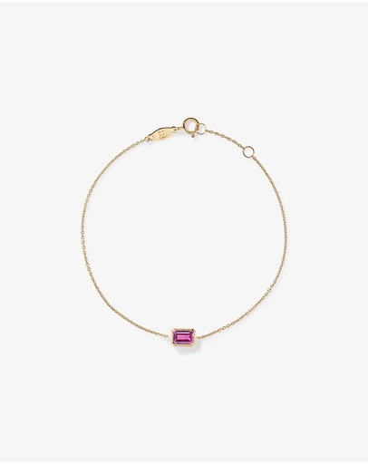 Michael Hill - Emerald Cut Pink Created Sapphire Bezel Bracelet in 10kt Yellow Gold
