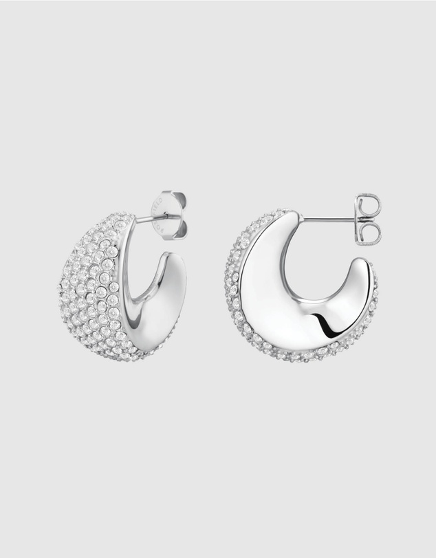 Rosefield - Pavé Half Moon Silver-Tone Hoop Earrings