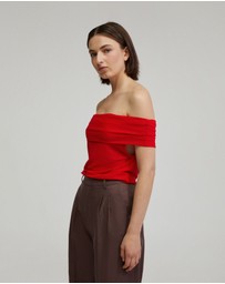 Oxford - Nia Mesh Off-Shoulder Top