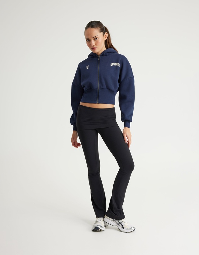 Upstate - Cropped Zip Thru Hoodie - Midnight Navy