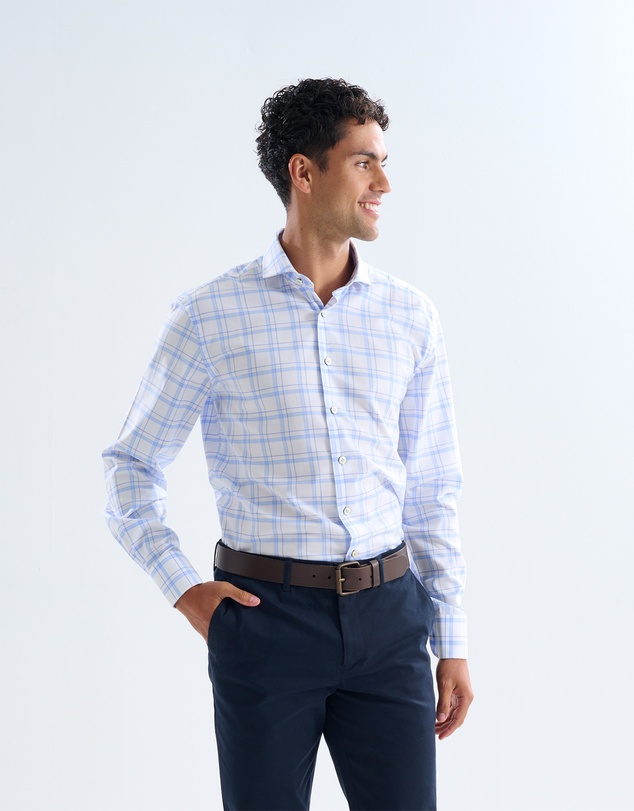 3 Wise Men - 3 Wise Men Library Blue Check Shirt