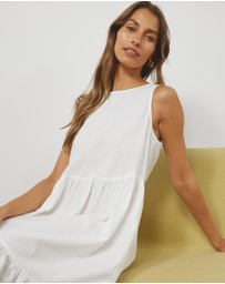 Atmos&Here - Hope Linen Blend Tiered Midi Dress