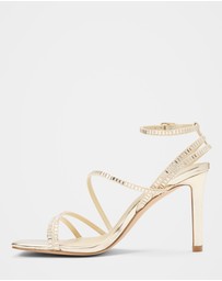Forever New - Crystal Jewelled Asymmetrical Strap Sandals