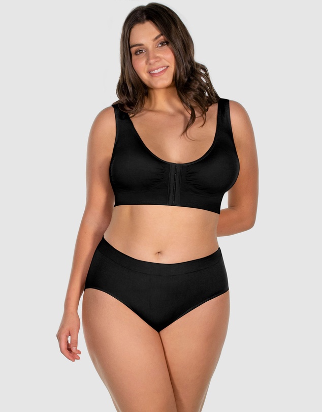 B Free Intimate Apparel - Bamboo Padded Front Closure Wire Free Bra (B-C-D-DD) Cup