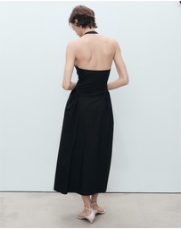 M.N.G - Valenti Halter Neck Cotton Midi-Dress