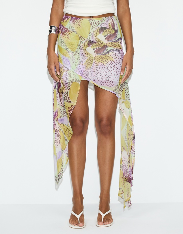 Dazie - Orchid Asymmetrical Midi Skirt