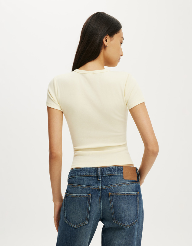 Cotton On - Blake Rib Henley Short Sleeve
