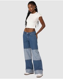 EDIKTED - Lindsey Two Tone Cuffed Jeans