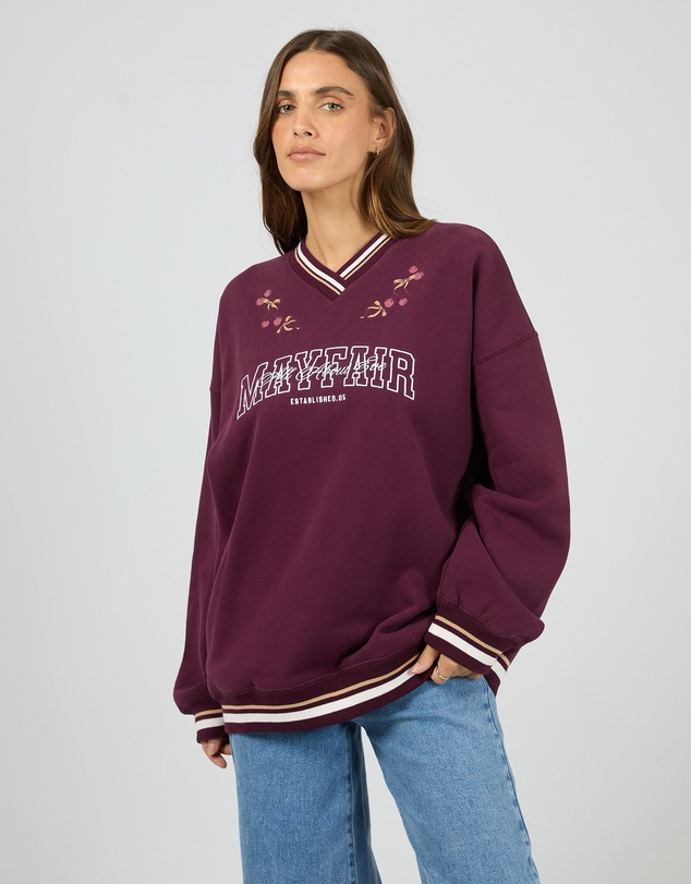 All About Eve - Mayfair V-Neck Relaxed Crew Wine