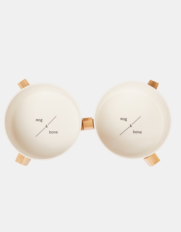 Mog & Bone - Double Bamboo Dog Bowl Natural
