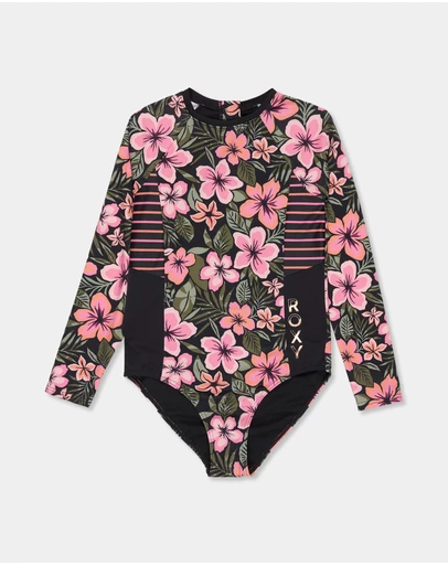 Roxy - Girls 8 to 16 Active Floral Long Sleeve Onesie Rash Vest