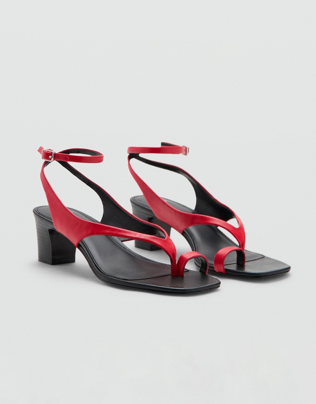 M.N.G - Heeled Leather Sandals with Straps