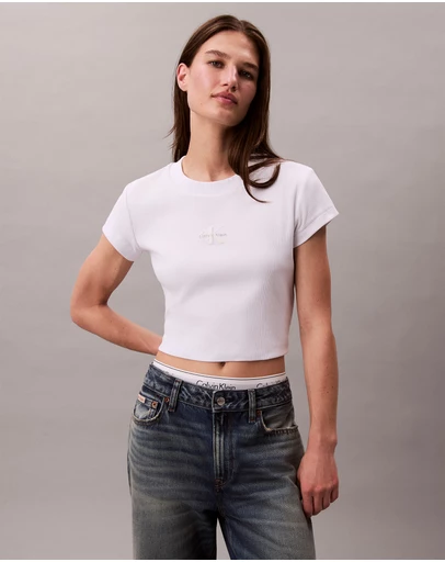 Calvin Klein Jeans - Monogram Logo Ribbed Baby Tee
