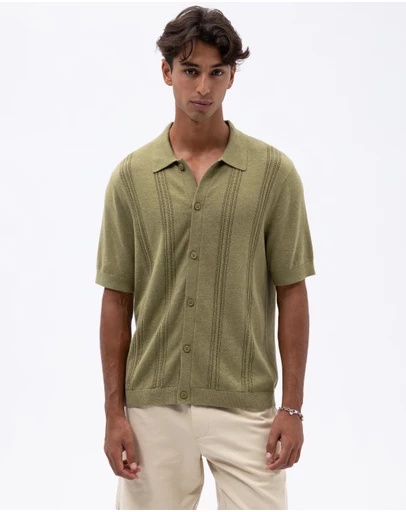 AERE - Silk Blend Textured Stripe Knit Shirt