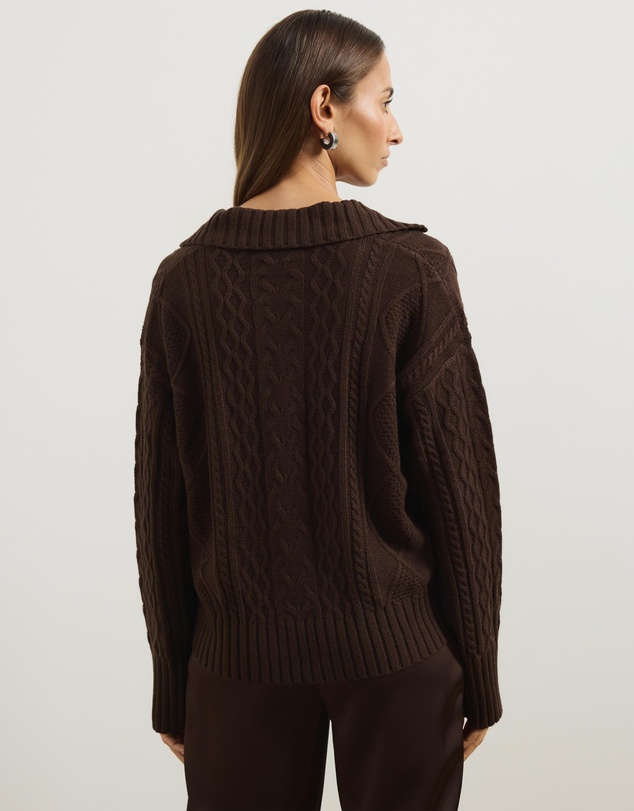 Atmos&Here - Faye Cable Knit Pullover With Collar