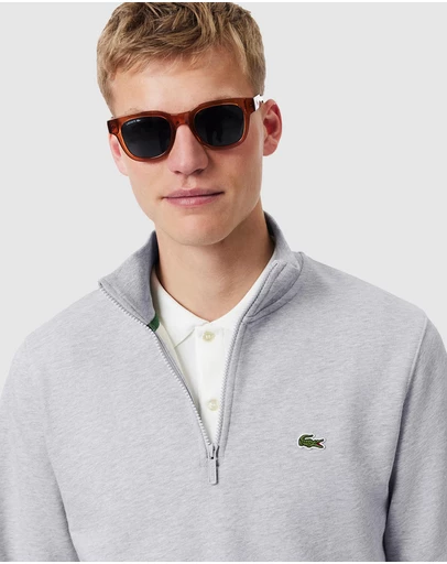 Lacoste - High Neck Zipped Fleece Sweatshirt