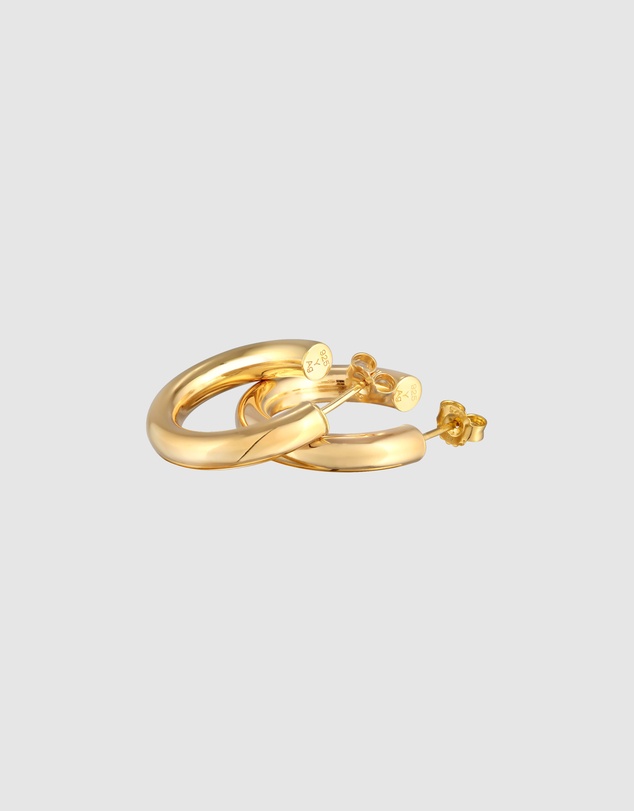 Elli Jewelry - Earrings Creoles Studs In 925 Sterling Silver Gold Plated