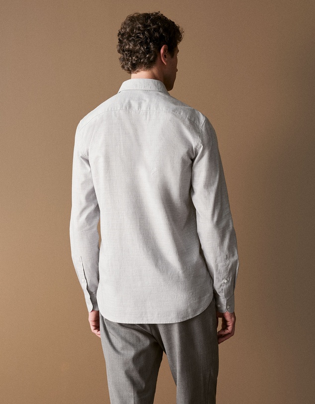 Trenery - Tailored Fit Prince Of Wales Check Shirt in Dove