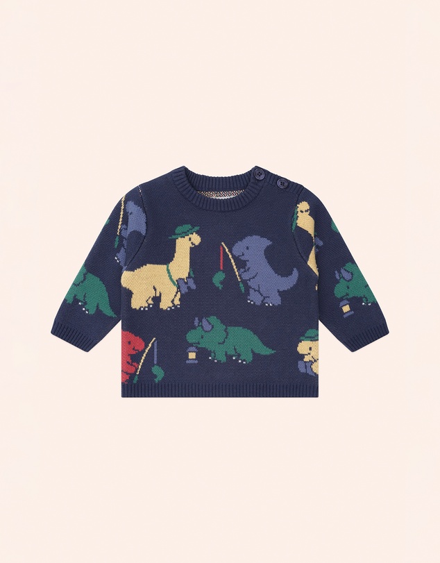 Huxbaby - Camping Dino Knit Pullover - Babies