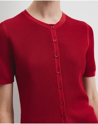 Country Road - Waffle Short Sleeve Button Knit
