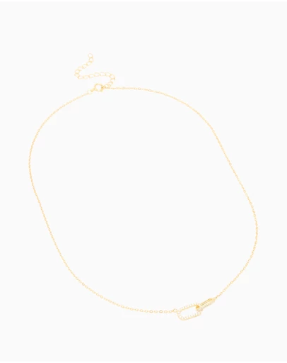 Lovisa - Gold Plated Sterling Silver Cubic Zirconia Oval Link Necklace