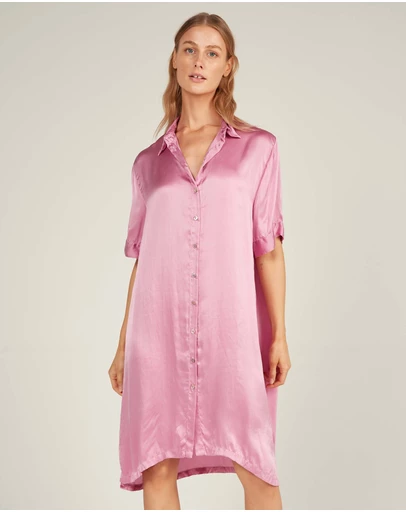 Primness - Glossed Shirt Dress
