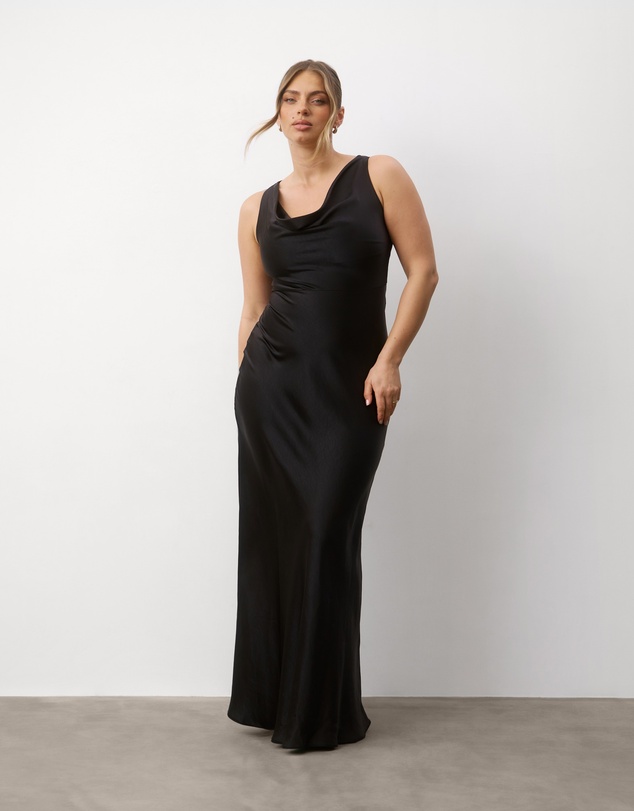 Six Stories - Cowl Front Satin Bridesmaid Dress
