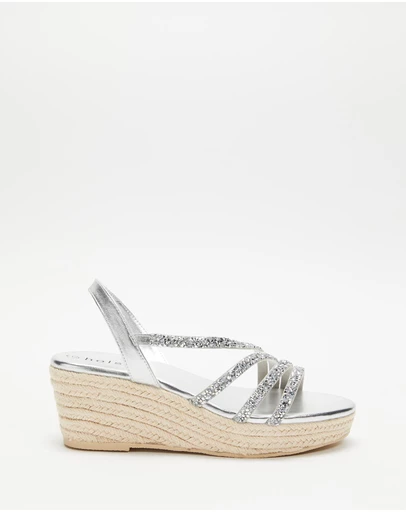 Holster - Party Espadrille Wedge with Jute - Silver - Women's