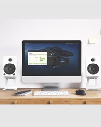 iWorld - Kanto YU4 140W Powered Bookshelf Speakers with Bluetooth and Phono Preamp - Pair, Matte White