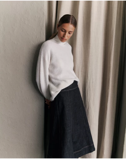 Trenery - Alpaca Merino Blend Relaxed Mock Neck in Marshmallow