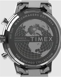 TIMEX - Chicago Chrono 45mm Silver Tone Blue Dial Bracelet