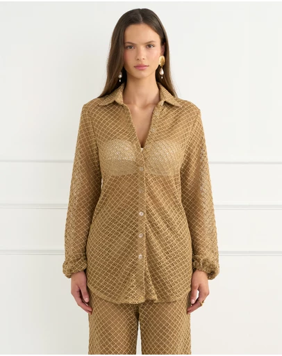 Aqua Blu Australia - Beige Odilia Beach Shirt