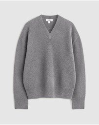 COS - Rounded Wool V-Neck Jumper