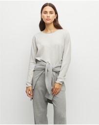 JH Lounge - JHL Crew L/S T (Fine Cotton Cashmere) Soft Grey Marle