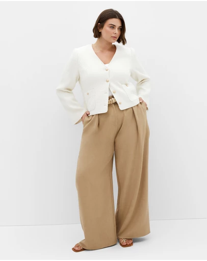 City Chic - Plus size Annabelle Boucle Jacket - cream
