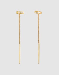Elli Jewelry - Earrings Ear Hanger Bar Pull Through Trend with Zirconia Crystals in 925 Sterling Silver gold plated