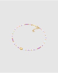 Elli Jewelry - Anklet Heart Glass Beads Summer Style in 925 Sterling Silver Gold Plated