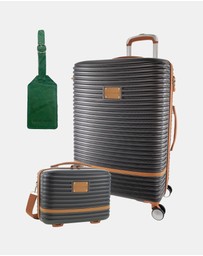 Pierre Cardin - Pierre Cardin Classique Large Hard Shell with Mini Beauty Case Set + Leather Tag