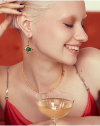 Ottoman Hands - Raina Emerald and Pink Crystal Drop Earrings