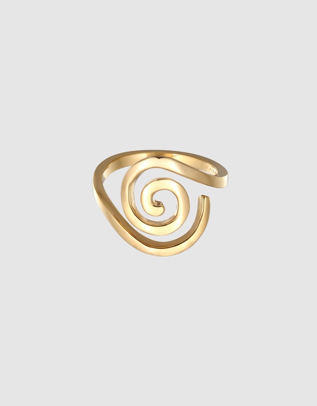 Elli Jewelry - Sculptural Open Spiral Ring in Gold-Plated 925 Silver