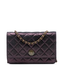 Pre-Loved by Azura Reborn - Pre-Loved Quilted Iridescent Lambskin Tartan Button Wallet On Chain