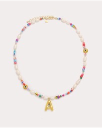 Petit Moments - Beaded Pearl Bubble Initial Necklace