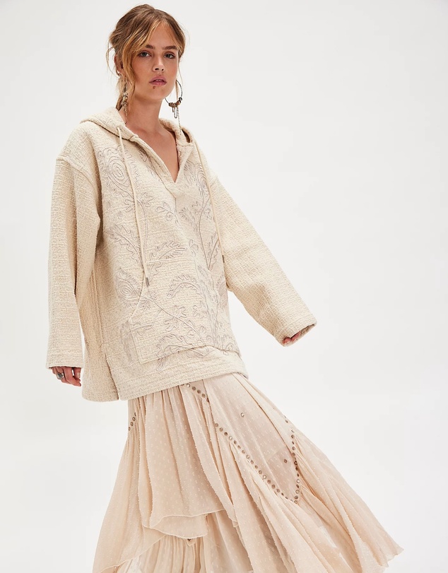 THE TALES - Textured Flower Embroidered Hooded Jacket