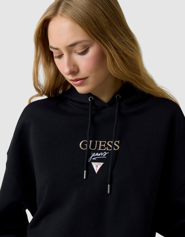 GUESS - GUESS JEANS Drop Shoulder Baker Cropped Hoodie