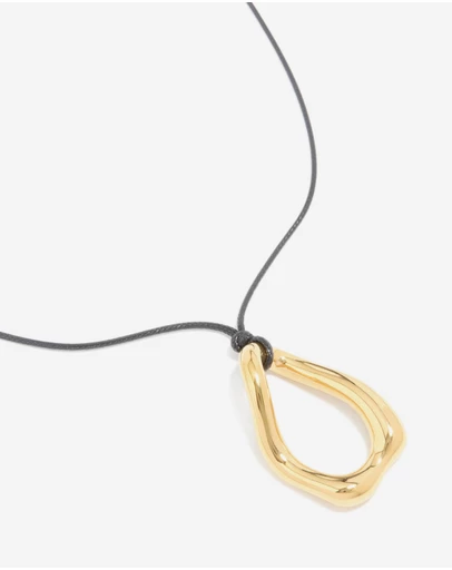 Lovisa - Waterproof Gold Plated Stainless Steel Large Open Pendant Cord Necklace