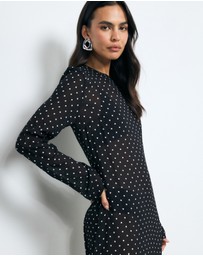 AERE - Cora Polka Dot Long Sleeve Dress