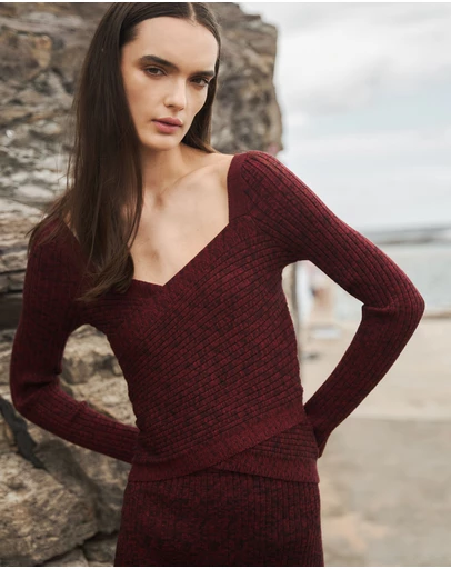 Forcast - Cienna Cross Over Knit Top