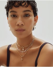 Ania Haie - Silver Shell Pearl Cross Charm