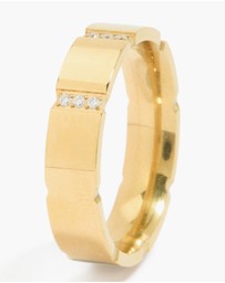 Lovisa - Waterproof Gold Plated Stainless Steel Cubic Zirconia Trio Stripe Ring
